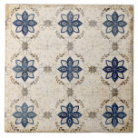 Marinho Rústico, Azulejo de cerâmica azul<br><div class="desc">A textura russa de cores neutras e padrão de safra azul-marinho criam uma fazenda e um azulejo de cerâmica de decoração de casacos. 100% de satisfação do cliente com o "Zazzle" todos os dias.</div>