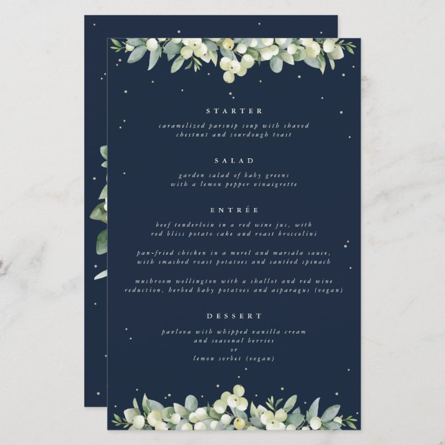 Marinho Snowberry+Eucalyptus 4 Course Wedse Menu (Frente/Verso)