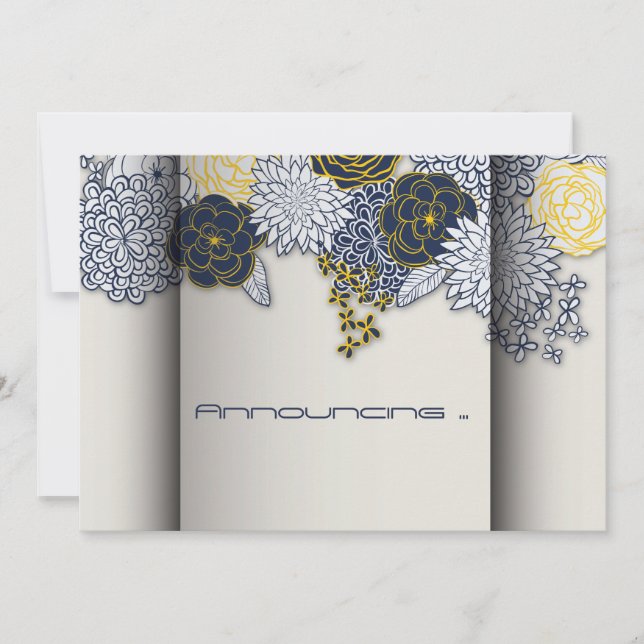 Marinho sofisticado e Anúncio Floral Amarelo (Frente)