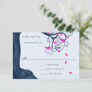 Marinho Tree Swirls Convites RSVP de Casamento