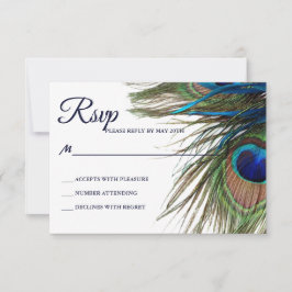 Marinho Turquoise Peacock Feather Boho Weding RSVP