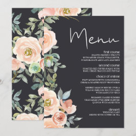 Marinho Verde de Pêssego Menu de Casamento Floral 