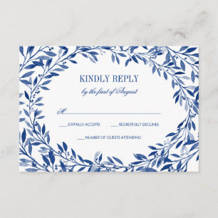 Marinho Watercolor Laurel Wreath Wedding RSVP