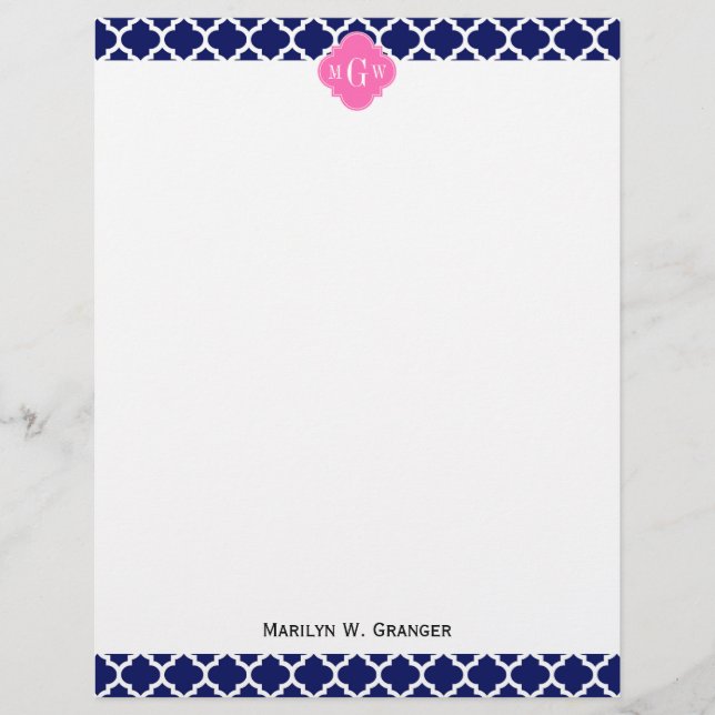 Marinho Whroc #5 Quente Rosa2 3 Monograma Inicial (Frente)