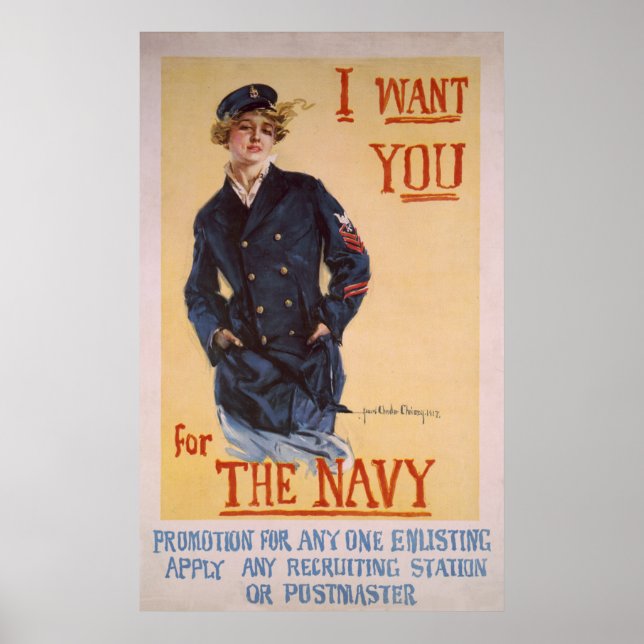 Marinho WW1 - Poster de Recrutamento de Marinho ou (Frente)