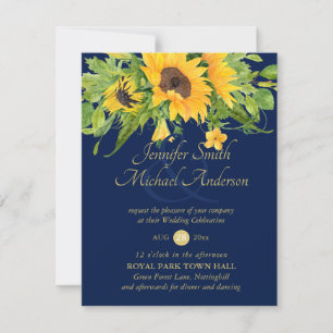 Marinhos Girassóis Convite de casamento Floral Az