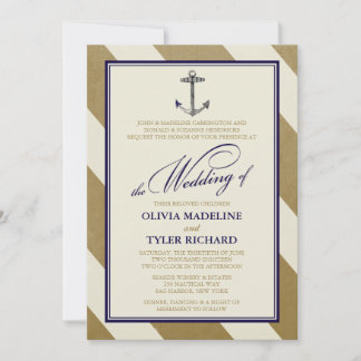Marinhos Náuticos e Convites para Casamento Dourad
