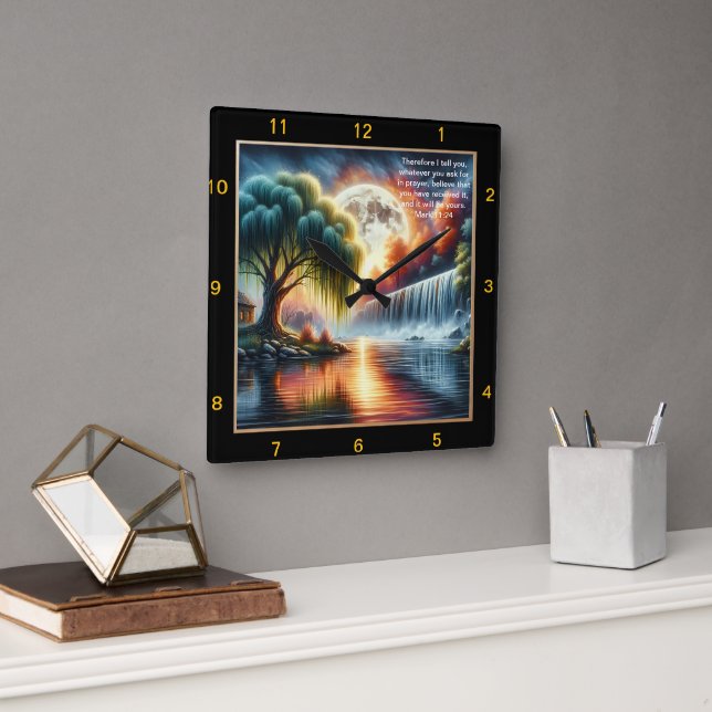 Mark 11:24 Relógio de Crenças: Remin Personalizado (Escritório)