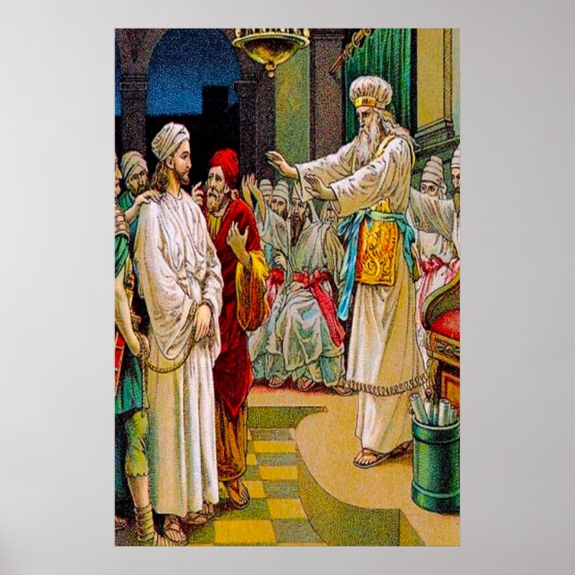 Mark 14:53-65 Jesus Antes do poster do Padre Chefe (Frente)