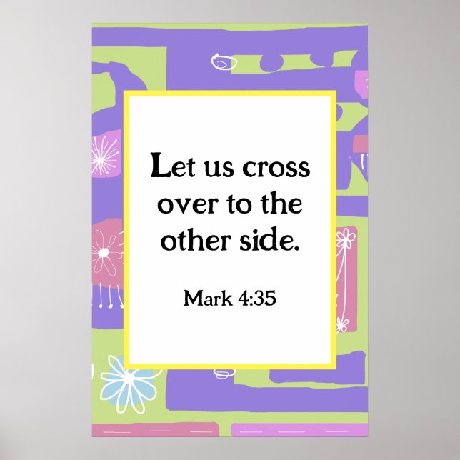 Mark 4:35 Impressão de Ética Decal Floral Roxo 2 (Frente)