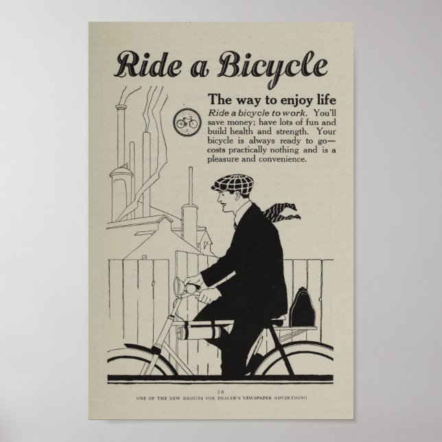 marketing de Bicicleta de 1917 e Poster de Arte (Frente)