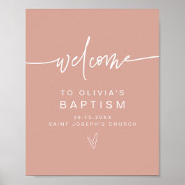 MarLO Modern Blush Pink Baptism Poster de Boas-vin