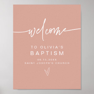 MarLO Modern Blush Pink Baptism Poster de Boas-vin