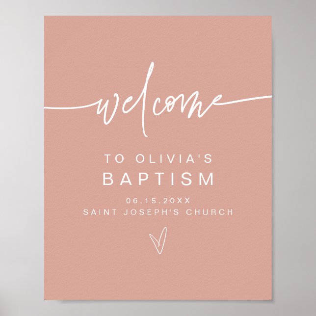 MarLO Modern Blush Pink Baptism Poster de Boas-vin (Frente)