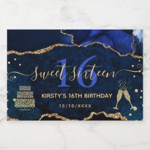 Mármore Ágata Brilho Azul e Dourado Sweet 16
