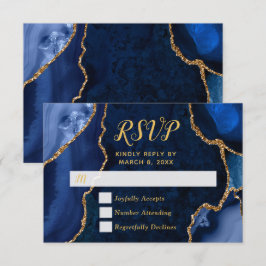 Mármore Ágata Dourado e Azul-Marinho RSVP