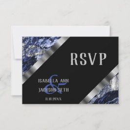 Mármore Azul Escuro e Prata - RSVP