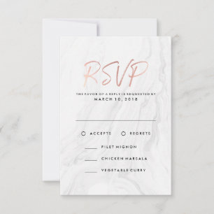 Mármore Branco Moderno Dourado Rosa   Menu de RSVP