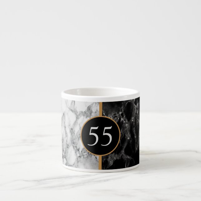 Mármore Branco Negro da Caneca de Aniversário - Su (Frente)