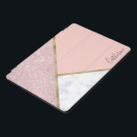 Mármore cor-de-rosa geométrico elegante do branco<br><div class="desc">Design geométrico à moda que caracteriza o brilho cor-de-rosa do ouro do falso,  o ouro e o mármore branco.</div>