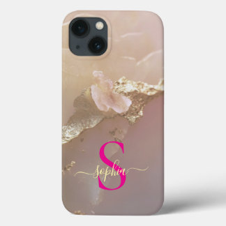 Mármore dourado rosa dourado monograma brilhante