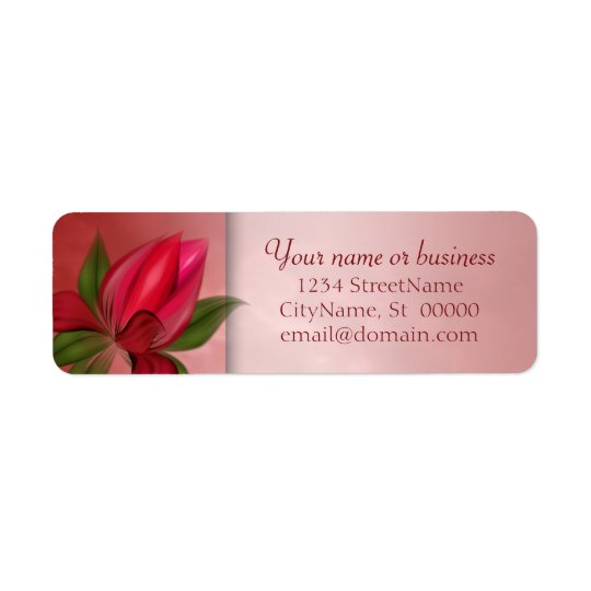 Mármore floral vermelho e cor-de-rosa etiqueta endereço de retorno