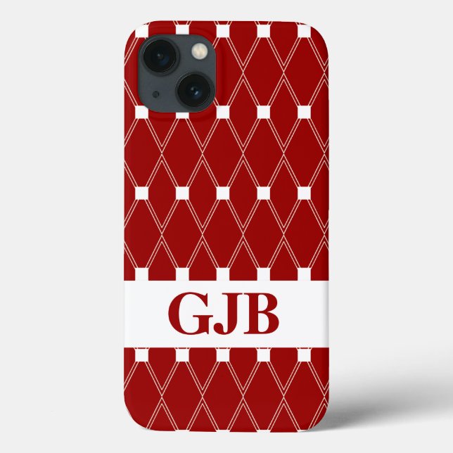 Maroon Argyle Lattice com monograma (Verso)