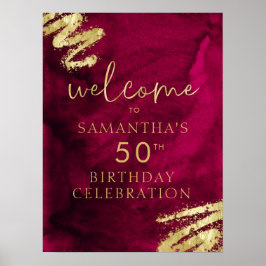Maroon e Boas-vindas ao aniversário Dourado Poster