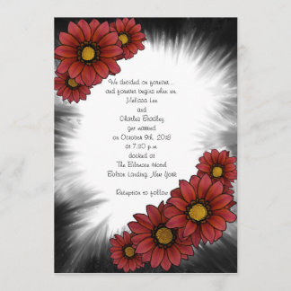 Maroon Floral Sunburst - Convites para Casamento