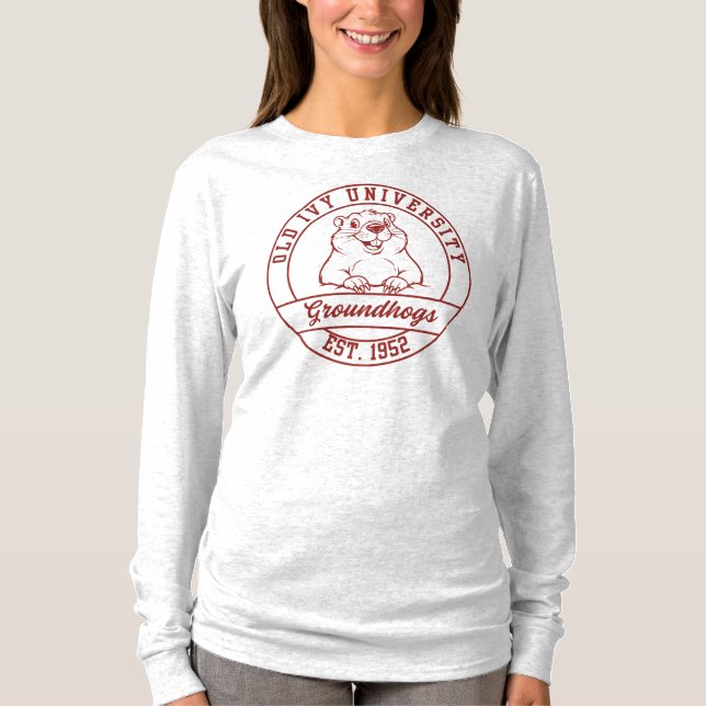 Maroon Groundhogs Long Sleeve T-shirt - Women's (Frente)