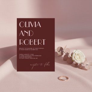 Maroon pálido, rosa pálido, convite para casamento