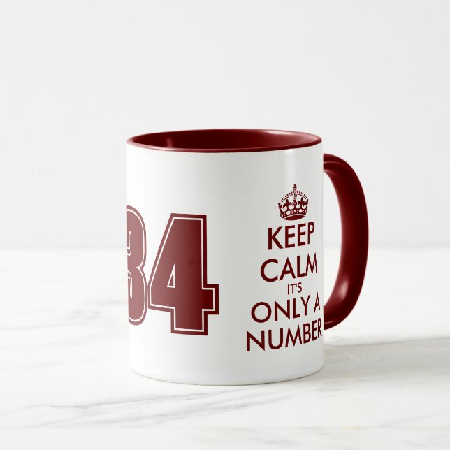 Maroon Red Mantenha calma 34º presente de caneca d (Frente Esquerda)