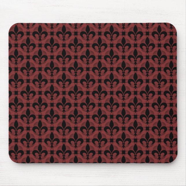 Maroon Rico Fleur de lis Mousepad (Frente)