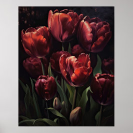 Maroon Tulip Flowers Art Impressão