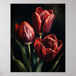 Maroon Tulip Flowers Art Impressão