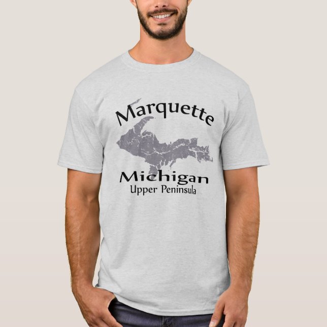 Marquette Michigan Map Design T-shirt (Frente)