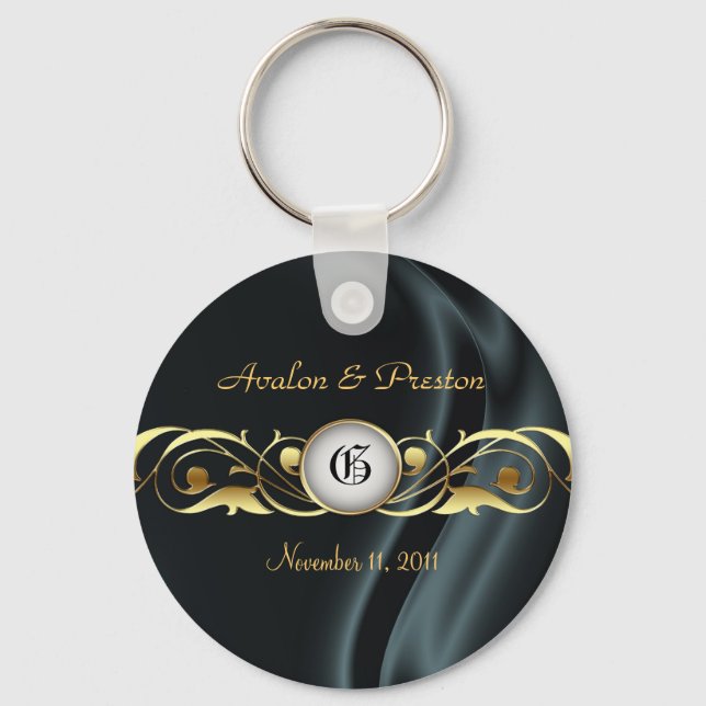 Marquis Black Silk Dourado Scrol Pearl Chaveiro (Frente)