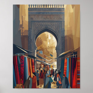 Marrakech Market Poster - Minimalista marroquino
