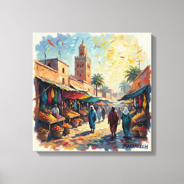 Marrakech Medina Marketplace Stretched Canvas (Frente)