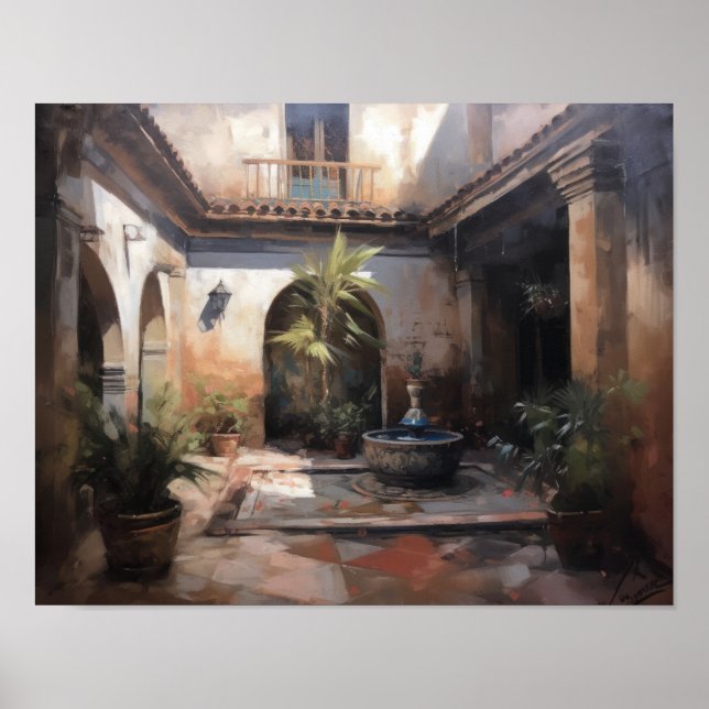 Marrakech Riad Marrocos Art Impressão (Frente)