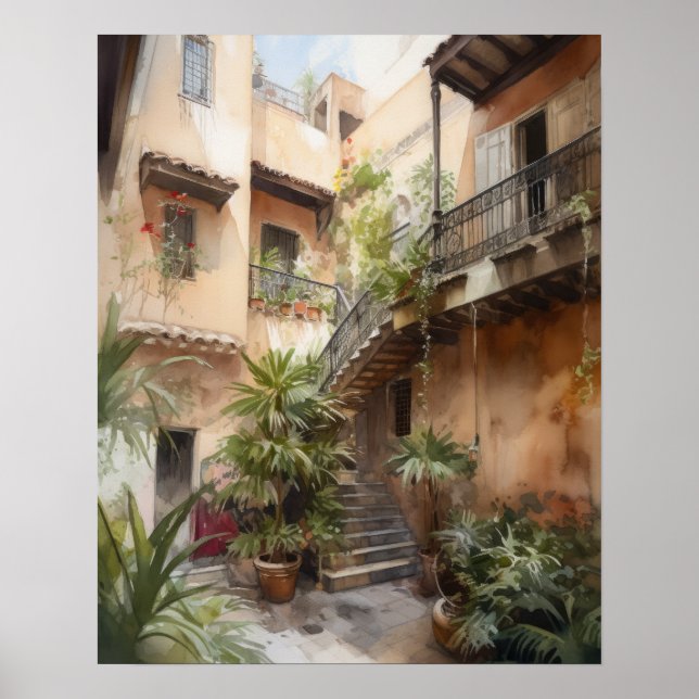 Marrakech Riad Marroquino Pintura Impressão (Frente)