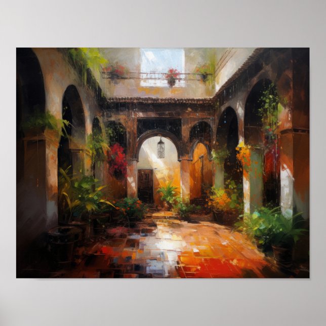 Marrakech Riad Marroquino Pintura Impressão (Frente)