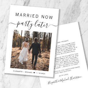 Married Now Party Later Photo Wedding Announcement