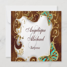 Marrom aqua dourado país RESPOSTA casamento