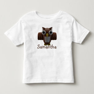Marrom Cartoon Owl & Typografia Toddler T-shirt
