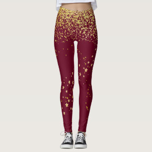 Marrom com Leggings de Destaque Douradas
