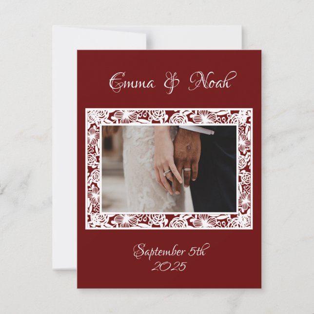 Marrom de Cartões de agradecimentos de Casamento d (Frente)