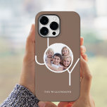 Marrom de Fotografia Personalizada do na moda<br><div class="desc">Esta capa de telefone simples e na moda é decorada com a palavra JOY sobre um fundo castanho. Personalize-o com sua foto e seu nome.</div>