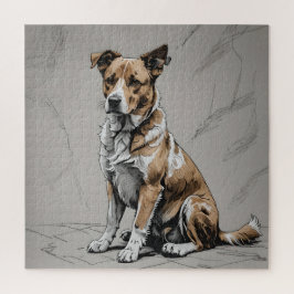 Marrom e Quebra-cabeça de Cão Branco orgulhosos