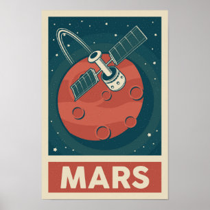 Mars Retro Galaxy - Poster de Satélite